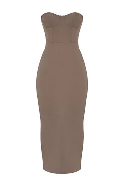Taupe Strapless Corset Maxi Dress -Pinkyy Kleider Geschaft 1690772810 sb8444b 01