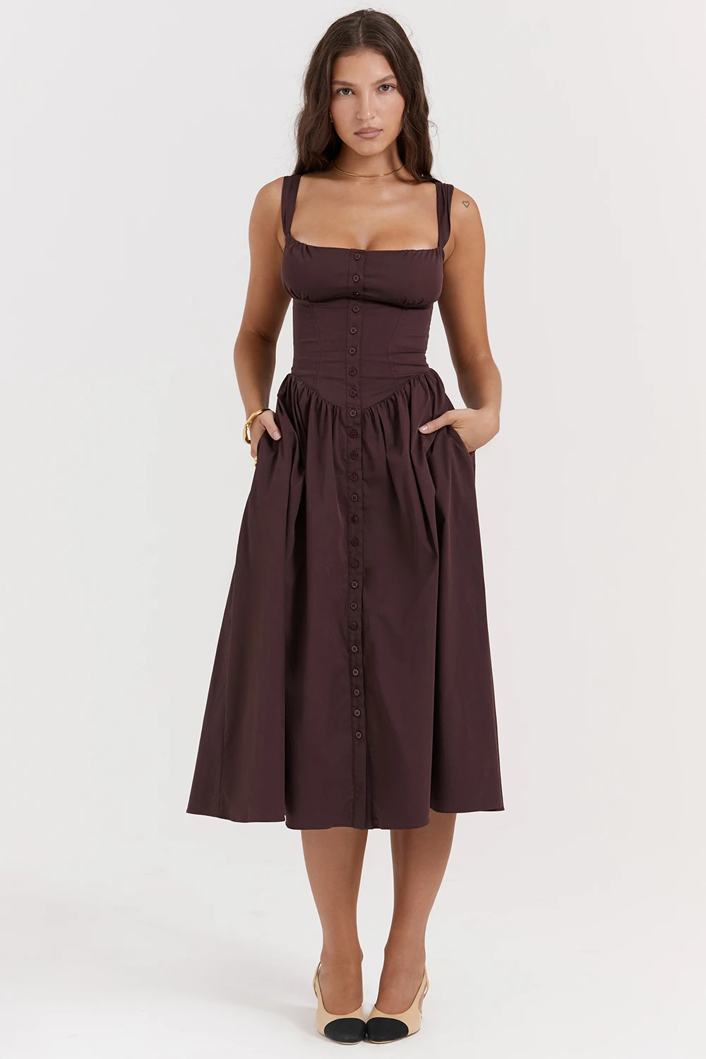 Rich Brown Midi Sundress 7 Rich Brown Midi Sundress – Bild 7