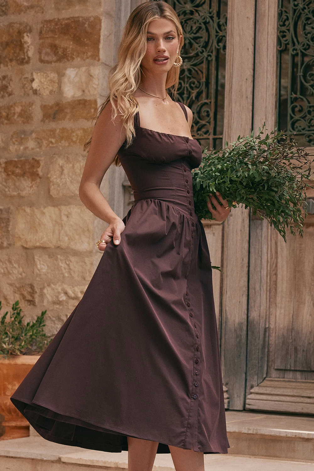 Rich Brown Midi Sundress 2 Rich Brown Midi Sundress – Bild 2