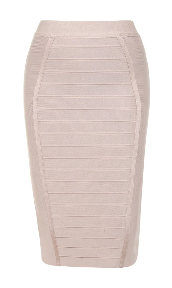 Beige Knee Length Bandage Pencil Skirt 5 Beige Knee Length Bandage Pencil Skirt – Bild 5