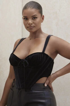 Black Velvet Cupped Corset Top 22 Black Velvet Cupped Corset Top -Pinkyy Kleider Geschaft aayla 11