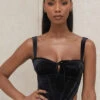 Black Velvet Cupped Corset Top