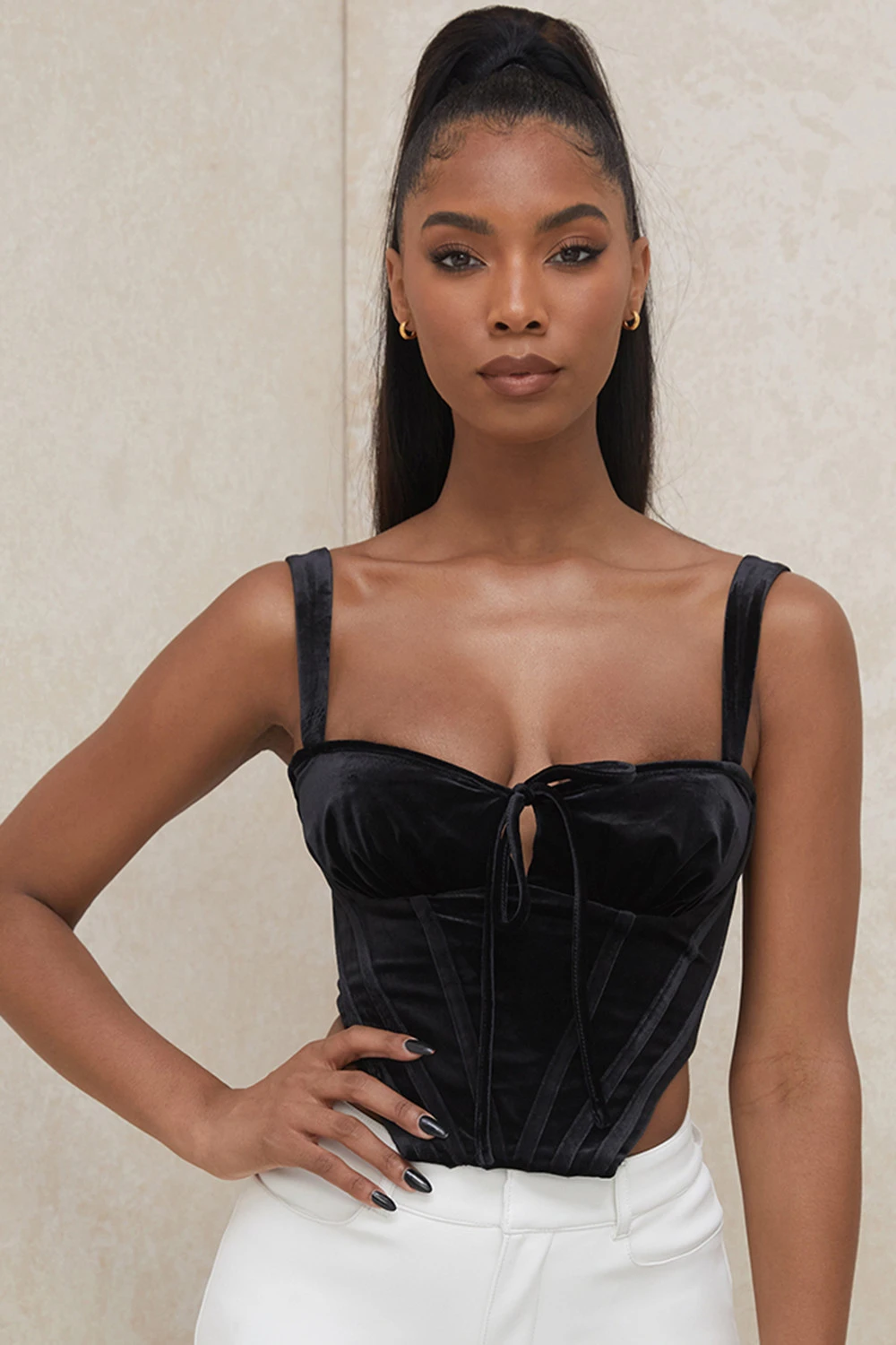Black Velvet Cupped Corset Top 1 Black Velvet Cupped Corset Top