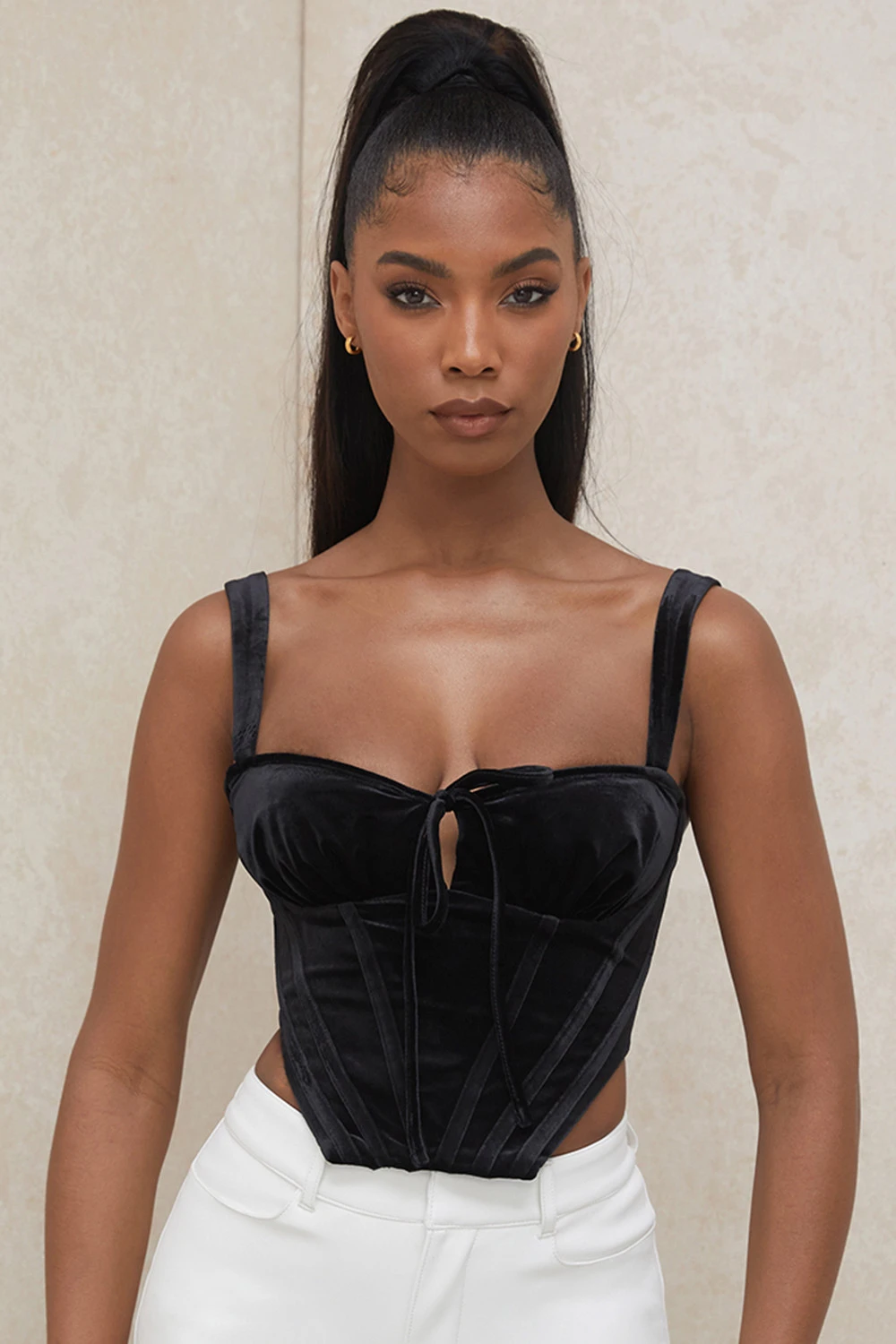 Black Velvet Cupped Corset Top 5 Black Velvet Cupped Corset Top – Bild 5