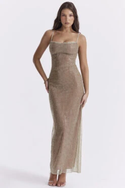 Cafe Au Lait Beaded Maxi Dress - Limited Edition -Pinkyy Kleider Geschaft alondra 2