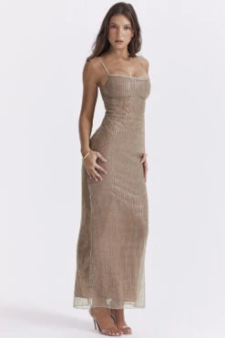 Cafe Au Lait Beaded Maxi Dress - Limited Edition -Pinkyy Kleider Geschaft alondra 6