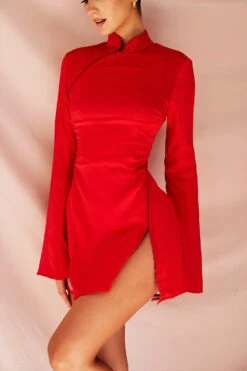 Scarlet Satin Mini Dress -Pinkyy Kleider Geschaft alyssa s44