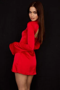 Scarlet Satin Mini Dress -Pinkyy Kleider Geschaft alyssa scarlet 5