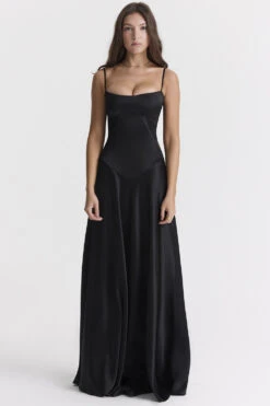 Black Lace Up Maxi Dress -Pinkyy Kleider Geschaft anabella 1
