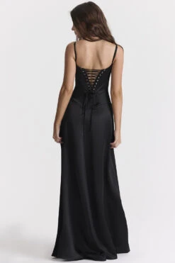 Black Lace Up Maxi Dress -Pinkyy Kleider Geschaft anabella 11