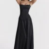Black Lace Up Maxi Dress