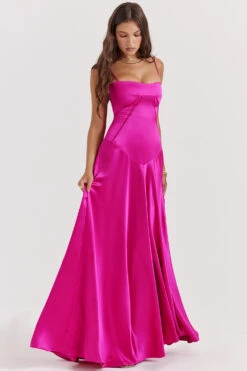 Fuchsia Lace Up Maxi Dress -Pinkyy Kleider Geschaft anabella 2z