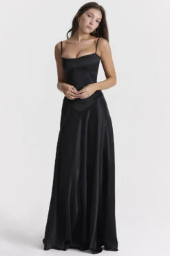 Black Lace Up Maxi Dress -Pinkyy Kleider Geschaft anabella 3