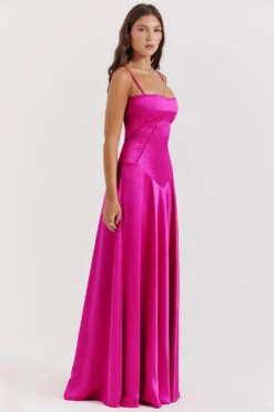 Fuchsia Lace Up Maxi Dress -Pinkyy Kleider Geschaft anabella 4z