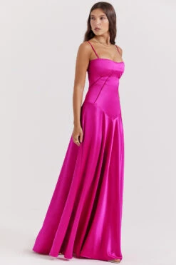 Fuchsia Lace Up Maxi Dress -Pinkyy Kleider Geschaft anabella 5z