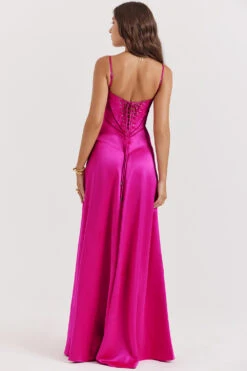 Fuchsia Lace Up Maxi Dress -Pinkyy Kleider Geschaft anabella 6z