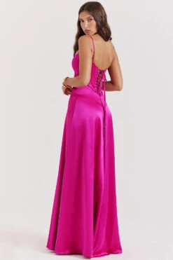 Fuchsia Lace Up Maxi Dress -Pinkyy Kleider Geschaft anabella 7z