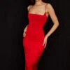 Scarlet Satin Corset Midi Dress