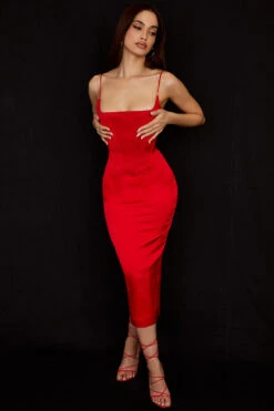 Scarlet Satin Corset Midi Dress -Pinkyy Kleider Geschaft anais 3