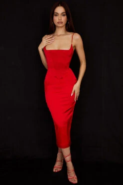 Scarlet Satin Corset Midi Dress -Pinkyy Kleider Geschaft anais 4