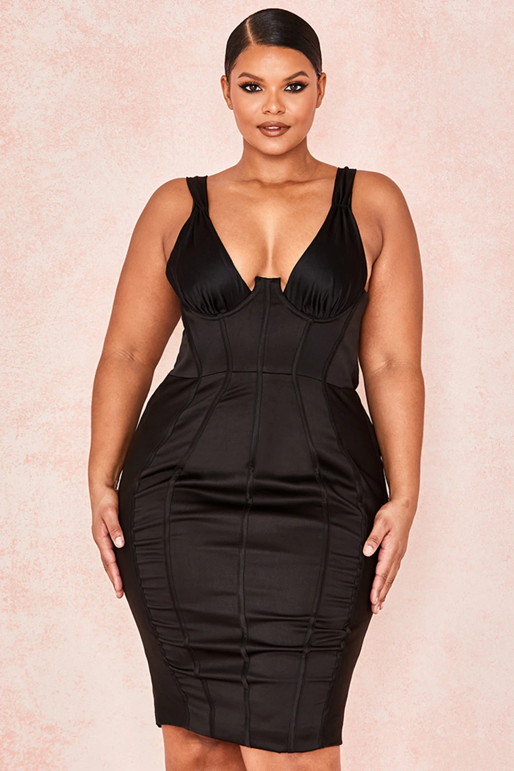 Black Satin Corset Dress 10 Black Satin Corset Dress – Bild 10