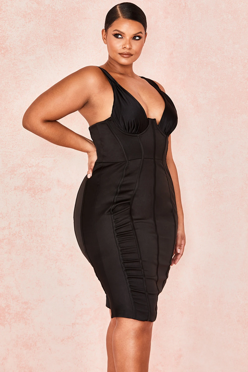 Black Satin Corset Dress 11 Black Satin Corset Dress – Bild 11