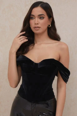 Black Velvet Draped Corset -Pinkyy Kleider Geschaft angelica 7a