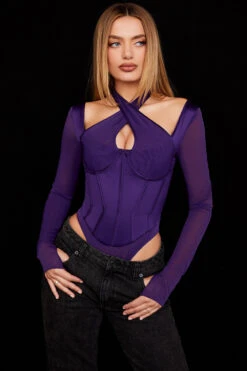 Grape Halterneck Corset Bodysuit -Pinkyy Kleider Geschaft angharad 2