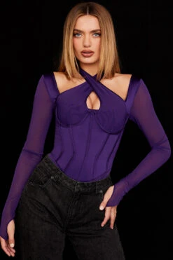 Grape Halterneck Corset Bodysuit