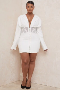 White Blazer Corset Dress 27 White Blazer Corset Dress -Pinkyy Kleider Geschaft anine 9y