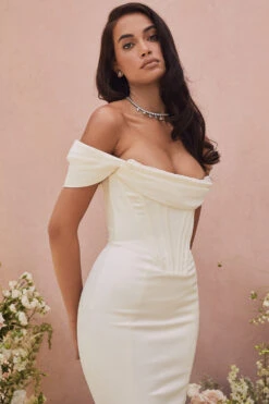 Ivory Corset Off Shoulder Bridal Gown - Limited Edition -Pinkyy Kleider Geschaft antoniette white 15