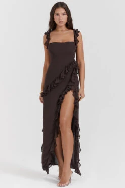 Espresso Ruffle Maxi Dress
