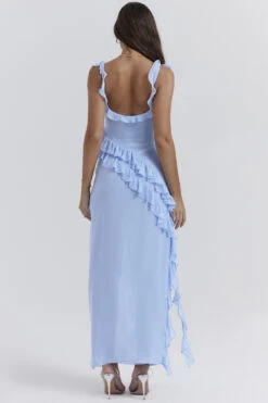 Soft Blue Ruffle Maxi Dress -Pinkyy Kleider Geschaft ariela 5