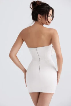 Ivory Satin Crystal Embellished Bow Dress -Pinkyy Kleider Geschaft ariella 10