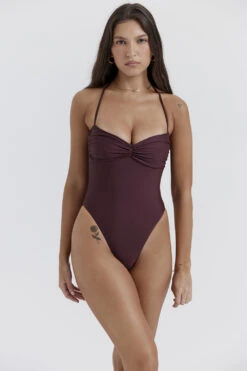 Cacao Gathered Swimsuit -Pinkyy Kleider Geschaft aruba cacao 1n