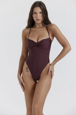 Cacao Gathered Swimsuit -Pinkyy Kleider Geschaft aruba cacao 2n