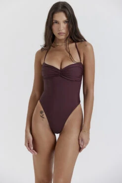 Cacao Gathered Swimsuit -Pinkyy Kleider Geschaft aruba cacao 4n