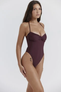 Cacao Gathered Swimsuit -Pinkyy Kleider Geschaft aruba cacao 5n