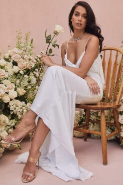 Ivory Draped Back Bridal Gown - Limited Edition 15 Ivory Draped Back Bridal Gown - Limited Edition -Pinkyy Kleider Geschaft aurelie white 14