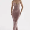 Soft Pink Velvet Midi Dress