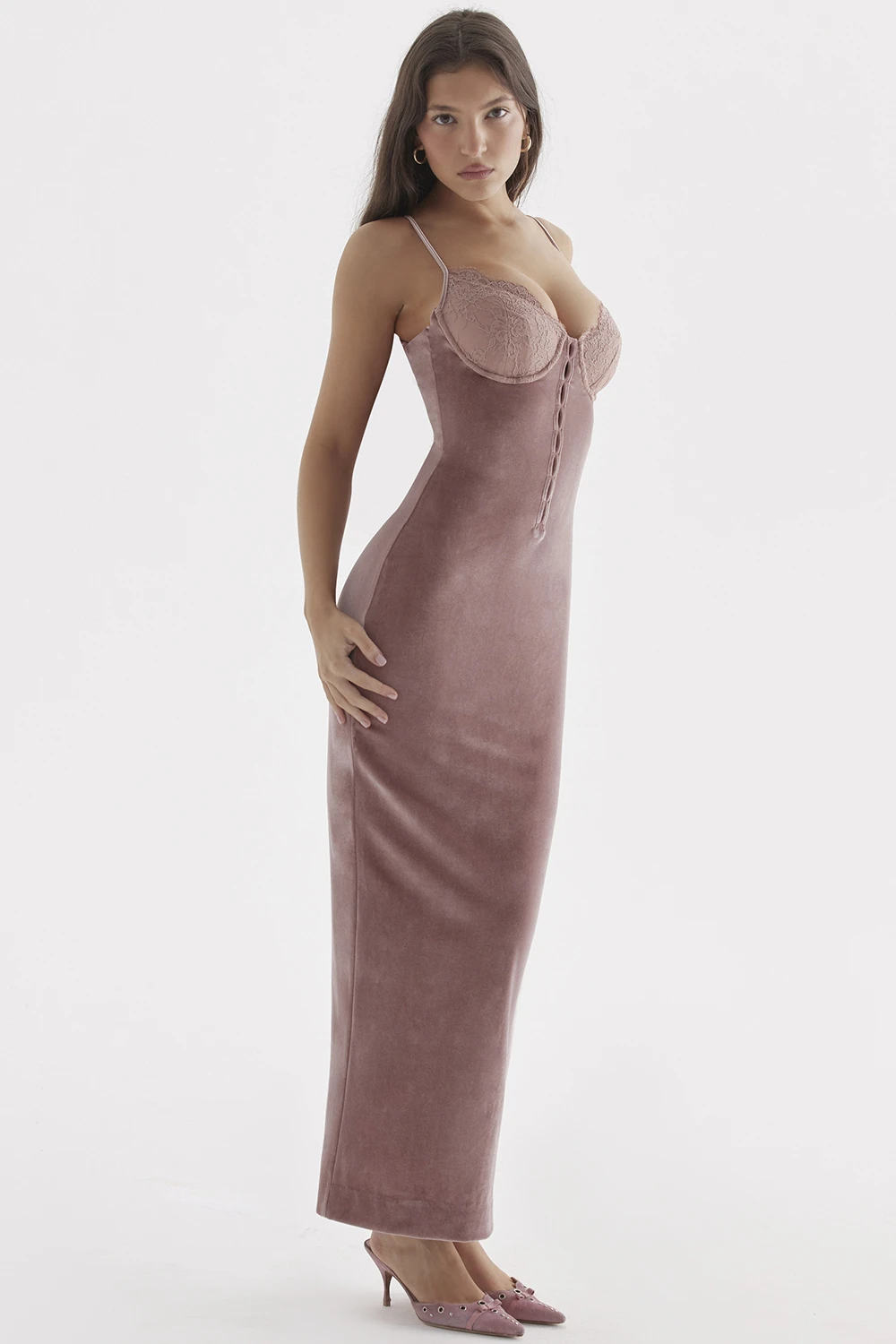 Soft Pink Velvet Midi Dress 6 Soft Pink Velvet Midi Dress – Bild 6