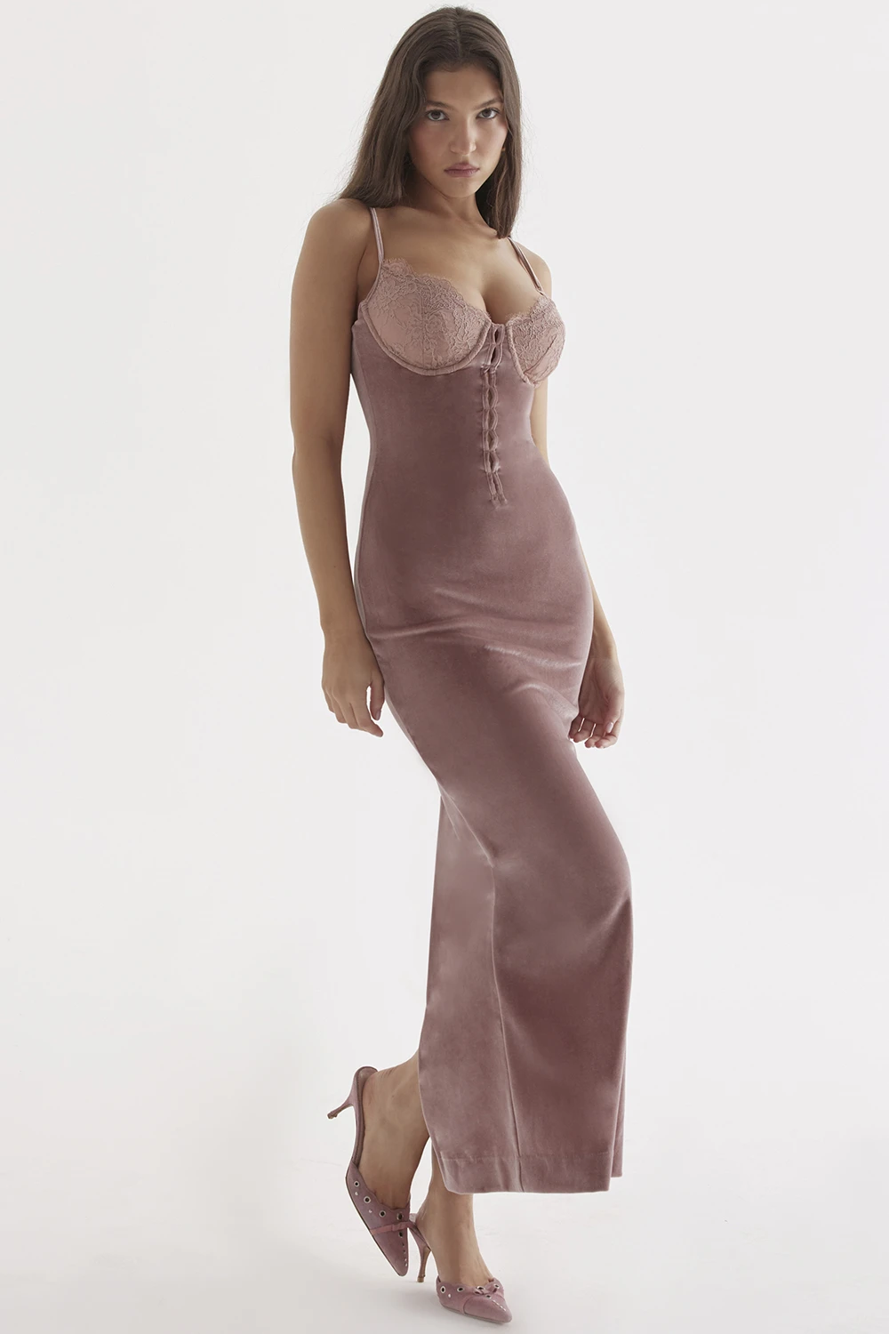 Soft Pink Velvet Midi Dress 7 Soft Pink Velvet Midi Dress – Bild 7