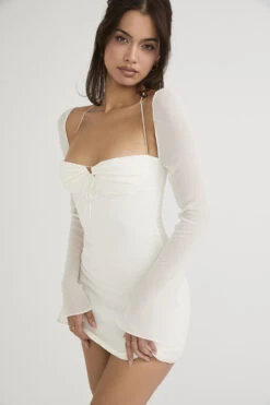 Ivory Chiffon Halter Mini Dress