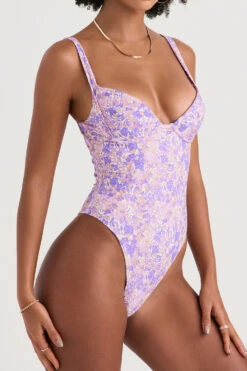 Violet Floral Underwired Swimsuit -Pinkyy Kleider Geschaft barcelona flor 8rr