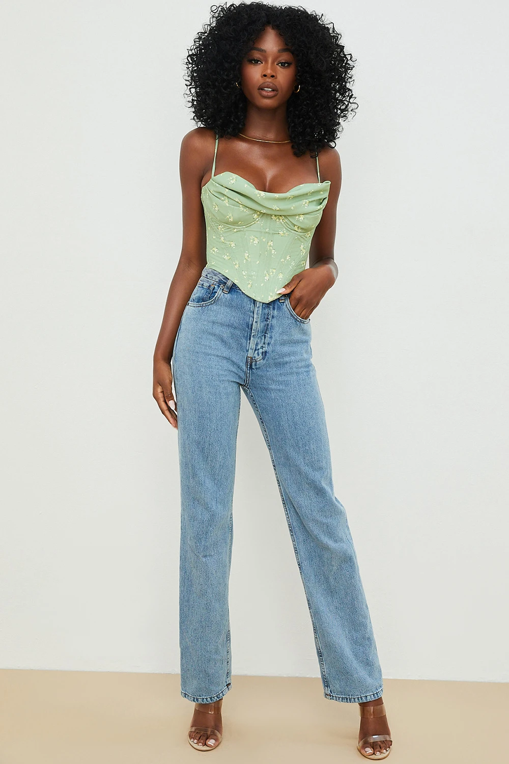 Olive Floral Draped Corset 3 Olive Floral Draped Corset – Bild 3