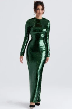 Pine Green Sequin Maxi Dress -Pinkyy Kleider Geschaft belle 1