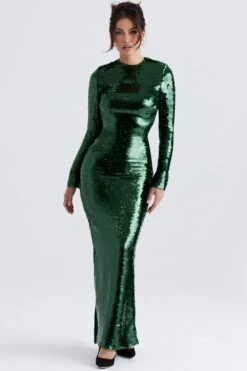Pine Green Sequin Maxi Dress -Pinkyy Kleider Geschaft belle 2