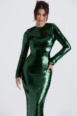 Pine Green Sequin Maxi Dress -Pinkyy Kleider Geschaft belle 3