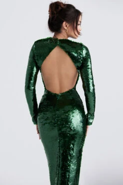 Pine Green Sequin Maxi Dress -Pinkyy Kleider Geschaft belle 7