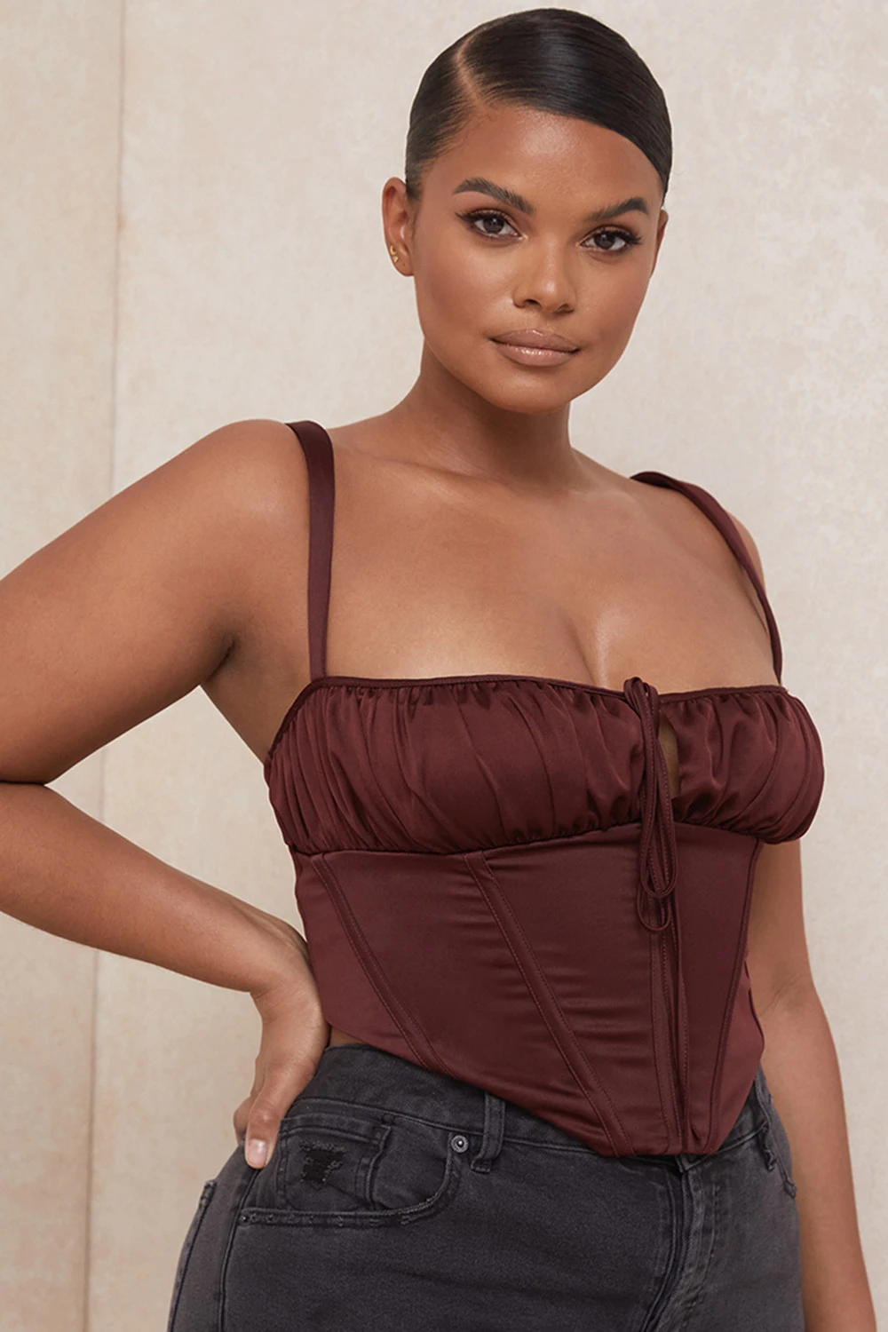 Raisin Satin Cropped Corset 2 Raisin Satin Cropped Corset – Bild 2